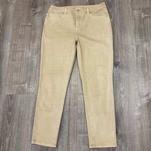 Chico’s So Slimming Girlfriend Ankle Jeans- Beige Khaki - Size 1 (8)